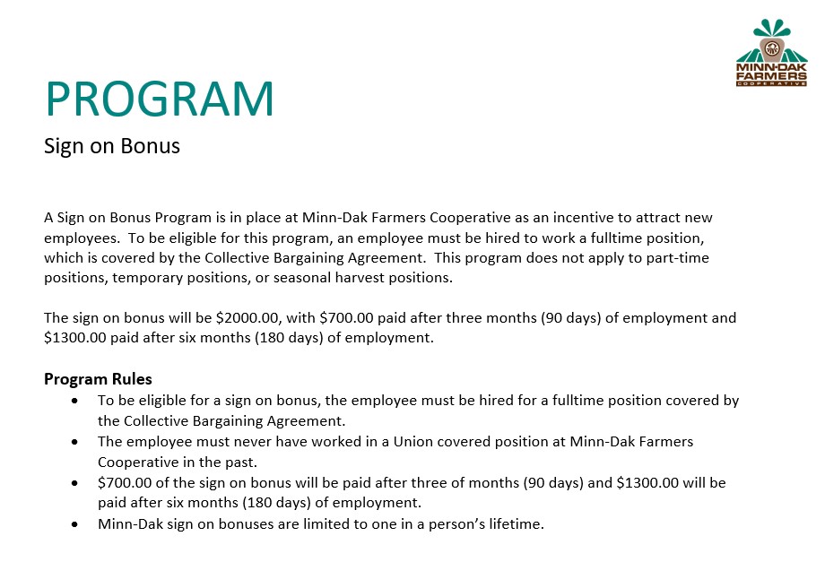 Careers MinnDak Farmers Cooperative Wahpeton, ND